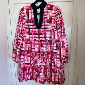 SAIL TO SABLE Pink/Navy Long Sleeve Empire-Waist Dress - SIZE LARGE